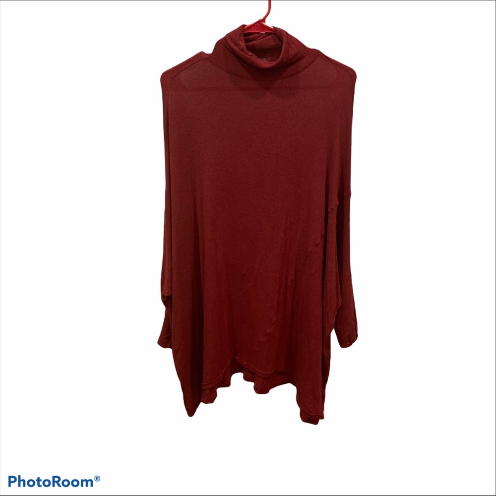 We the Free Terry Turtleneck Top Burgundy XS